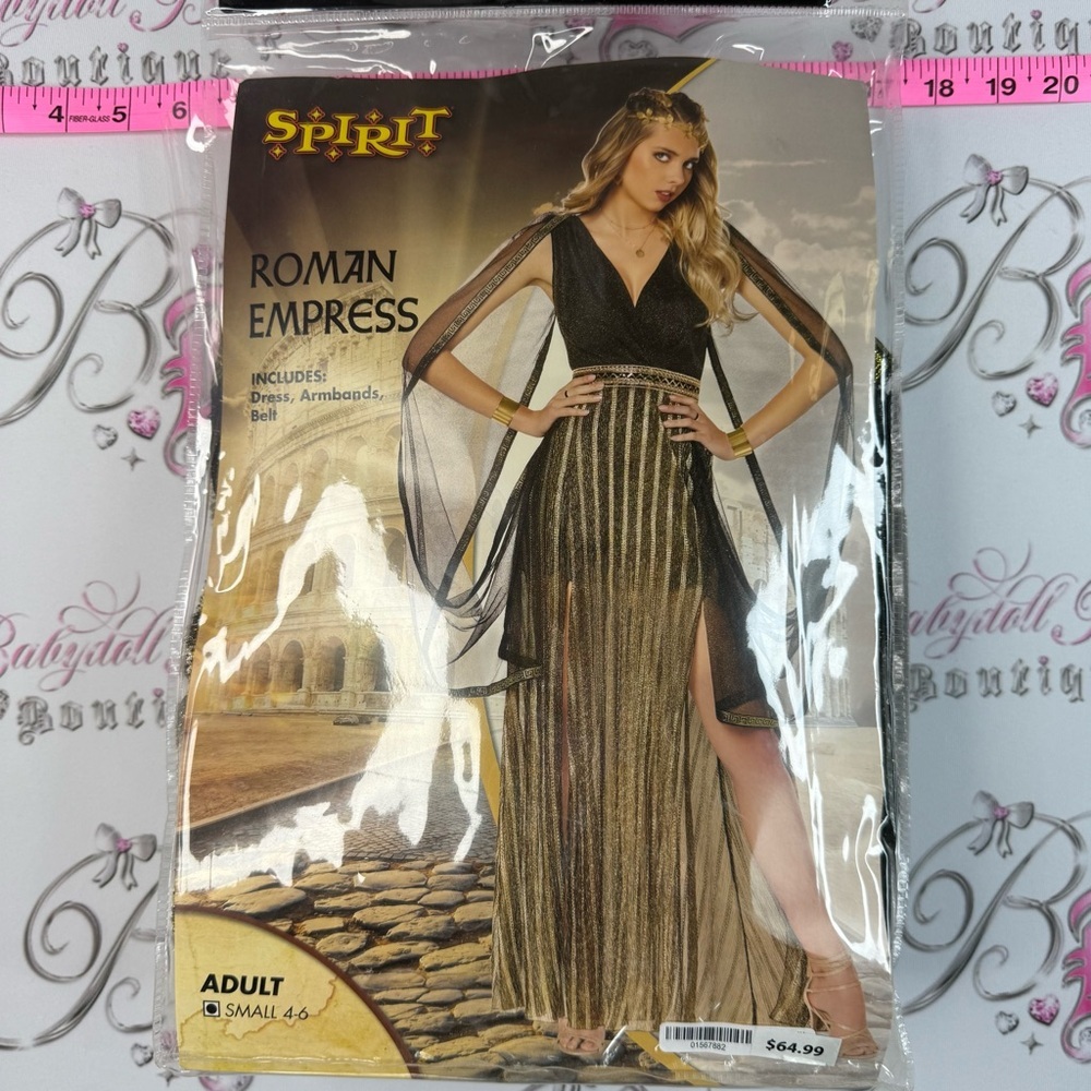 Spirit halloween Roman Empress Costume in Black and Gold costume